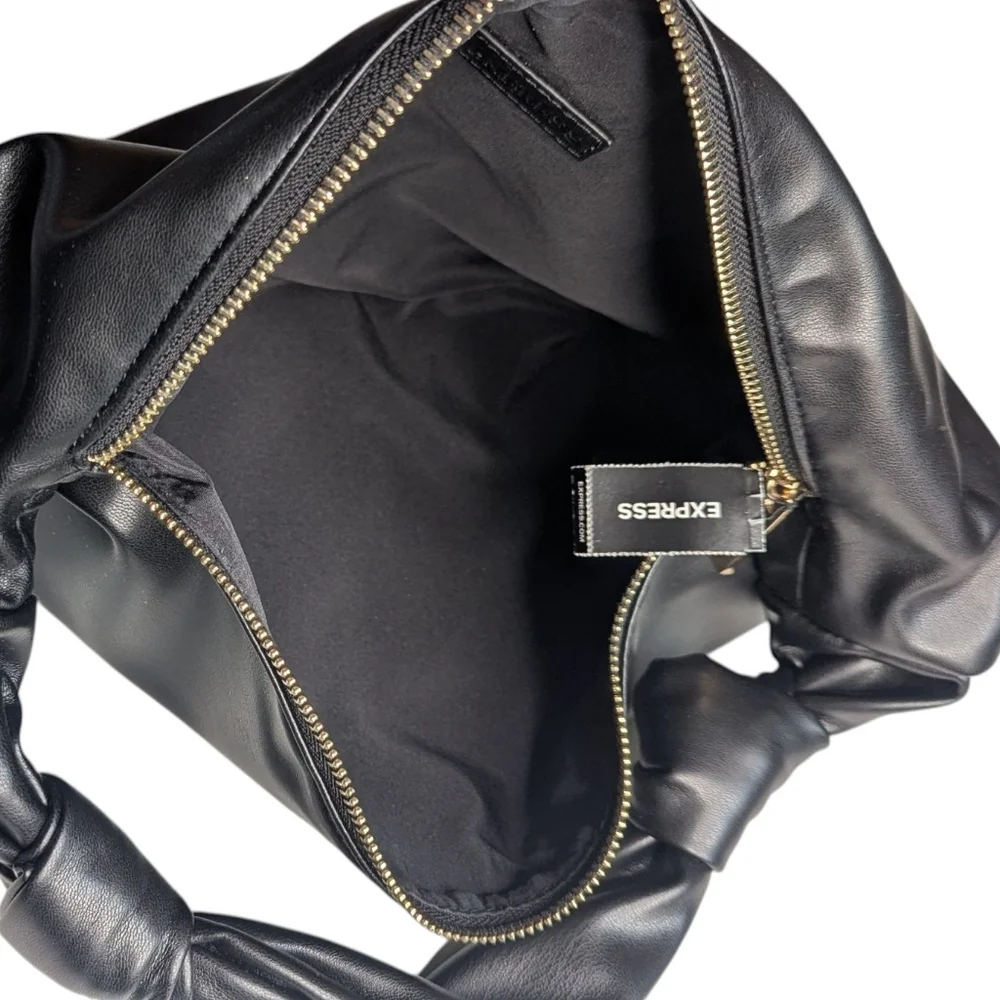 Express Black Faux Leather Crescent Hobo Bag